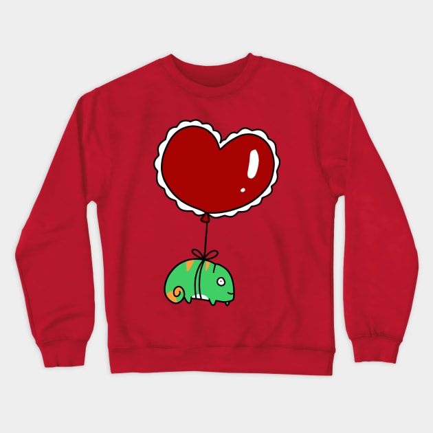 Heart Balloon Chameleon Crewneck Sweatshirt by saradaboru